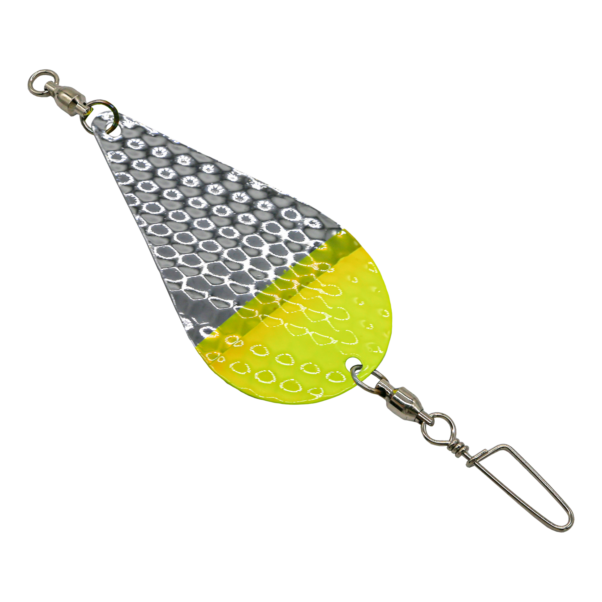 Trigger Dodger 3.5 inch - Chrome Chartreuse Dip Hammered