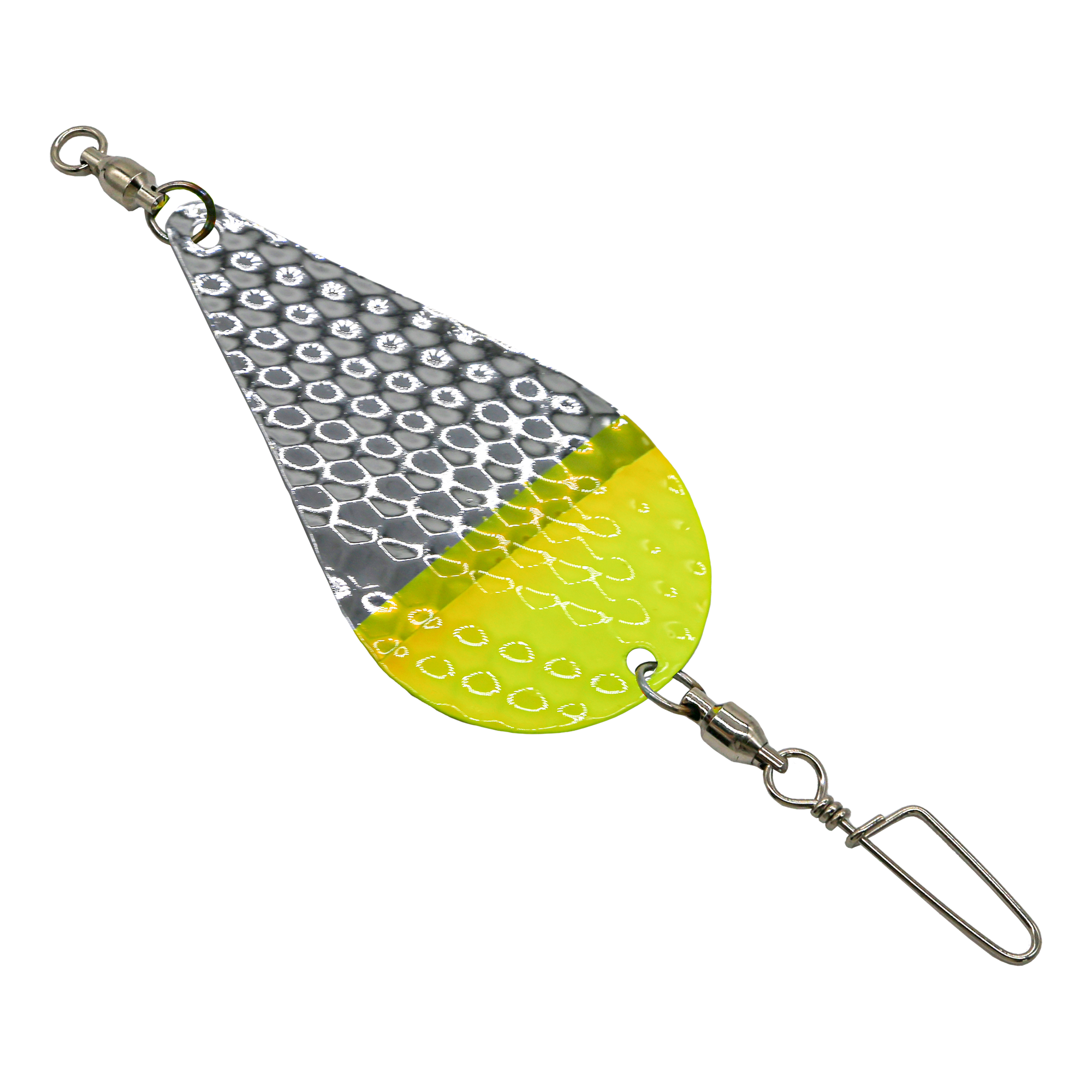 Trigger Dodger 3.5 inch - Chrome Chartreuse Dip Hammered