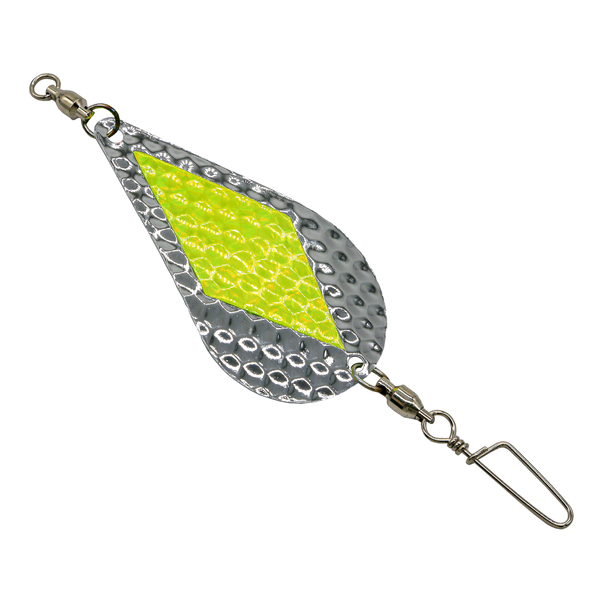 Trigger Dodger 3.5 inch - Chrome Chartreuse Diamond Hammered